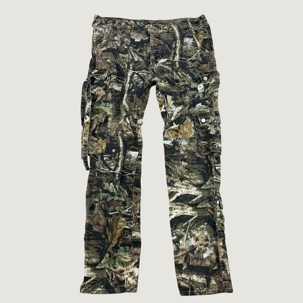 mnml Cargo Pants Men 40 Real Tree Camo Streetwear Slim Fit Trousers Canvas Flex